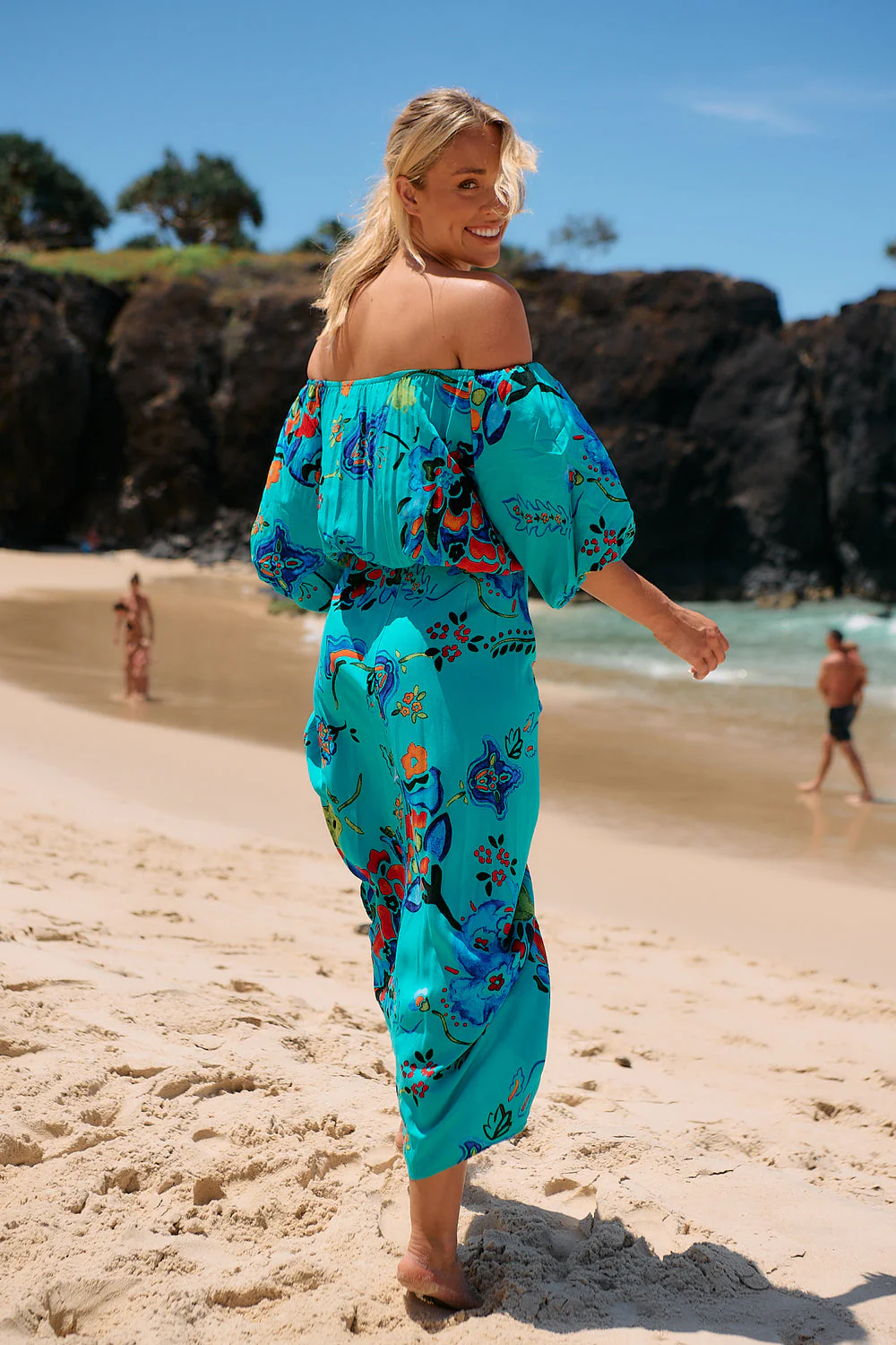 Jaase Hallie Maxi Dress with Off Shoulder A-Line Skirt Puff Sleeve - Isla Mare - Image 10