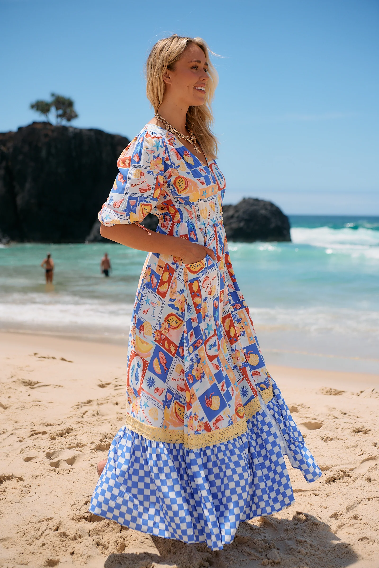 Jaase Molli Maxi Dress with Half Sleeve V Neck Pockets - Viva De Sol - Image 4